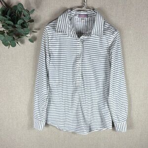 Harper > Striped Quarter Button Down Blouse Small